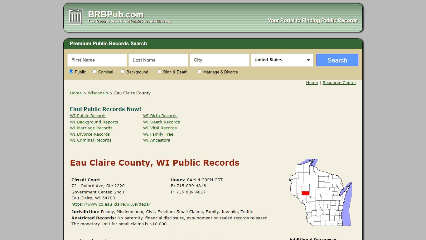 Eau Claire County Public Records | Search Wisconsin ...